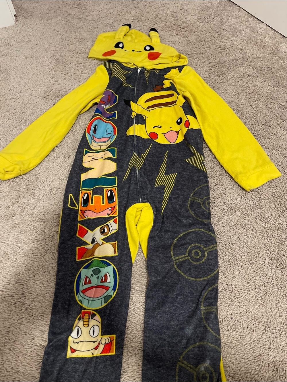 Pokemon Pikachu Kids One-Piece Footie Romper - Yellow/Black